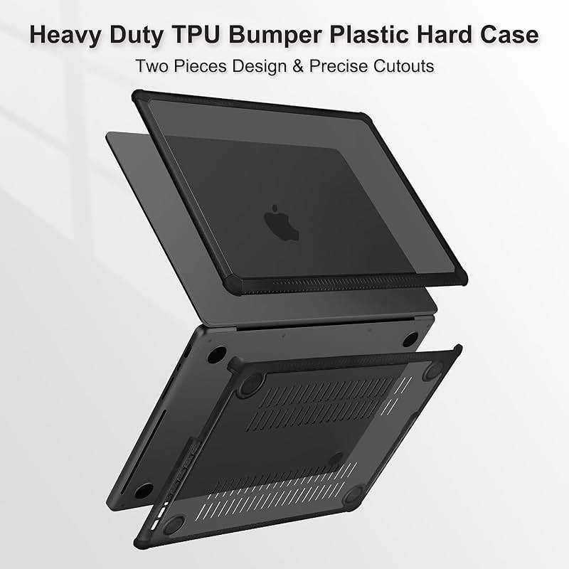 MOSISO Compatible with MacBook Pro 14 inch Case M5 2026 M4 M3 M2 M1 2025-2021 A3427 A3426 A3434 A3112 A3185 A3401 A2918 A2992 A2779 A2442,3 in 1 Kit Anti-Crack Hard Shell with TPU Bumper, Black - Image 5