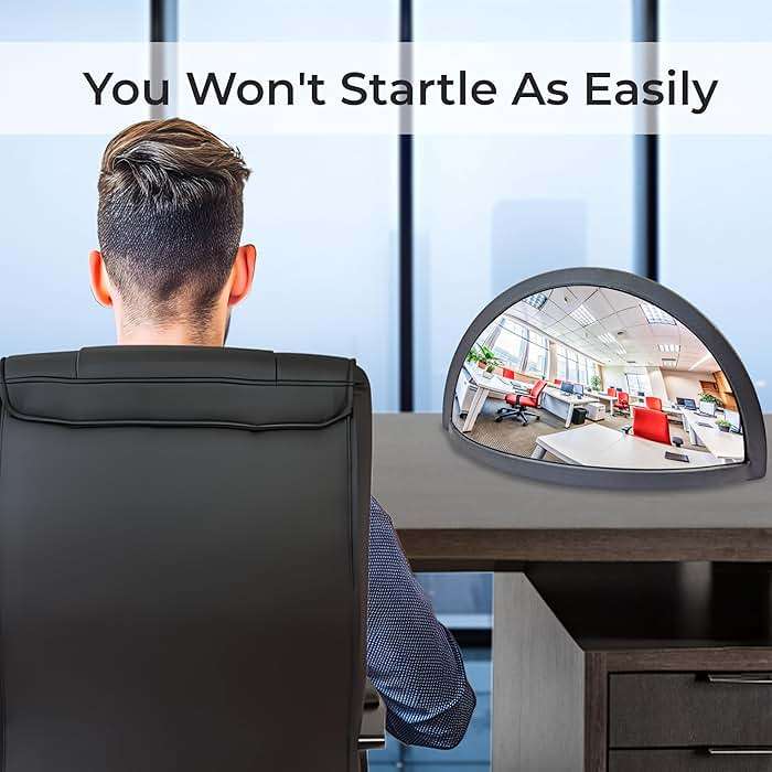 Skywin Half Concave Mirror Cubicle Decorations 8.7×2×4.4 in, Multipurpose Cubicle Mirror, Desk Mirror to See Behind You, Aesthetic Office Table Accessories, Unique Home Decor (Black) - Image 6