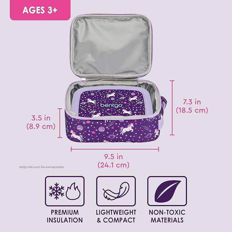 Bentgo Kids Insulated Lunch Tote - Water-Resistant, Reusable, Lightweight & Durable Lunch Bag with Water Bottle Holder & Mesh Pocket, Fits Lunch Box & Water Bottle - Ideal for Ages 3+ (Unicorn) - Image 2