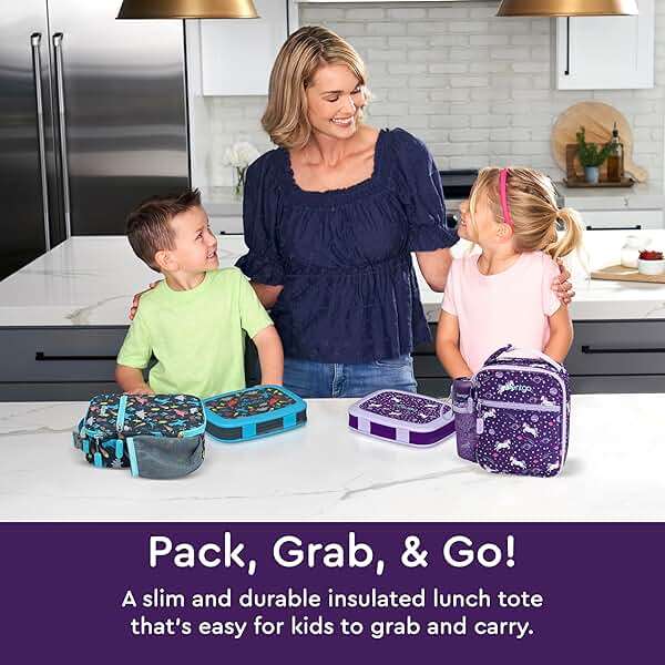 Bentgo Kids Insulated Lunch Tote - Water-Resistant, Reusable, Lightweight & Durable Lunch Bag with Water Bottle Holder & Mesh Pocket, Fits Lunch Box & Water Bottle - Ideal for Ages 3+ (Unicorn) - Image 3