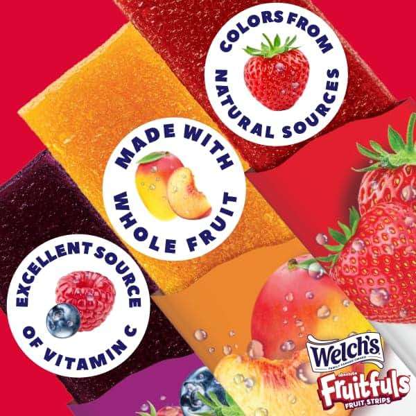 Welch's Absolute Fruitfuls Fruit Strips, Tasty Dried Fruit Snacks for School Lunches, Strawberry, 0.5oz (Pack of 10) - Image 3