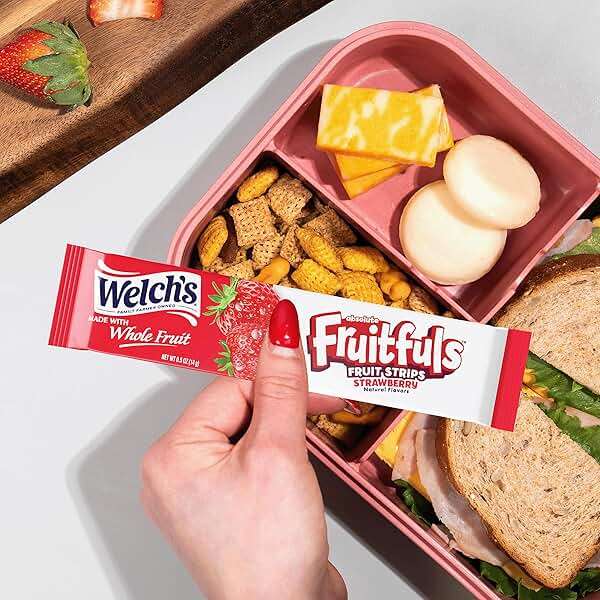 Welch's Absolute Fruitfuls Fruit Strips, Tasty Dried Fruit Snacks for School Lunches, Strawberry, 0.5oz (Pack of 10) - Image 4