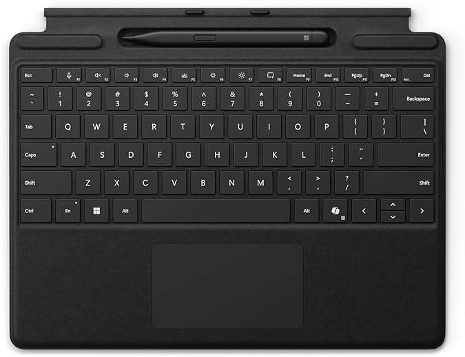 Microsoft Surface Pro Keyboard with Slim Pen 2 Bundle for Pro Copilot+ (11th Edition), Pro 9 and Pro 8, Alcantara Material, Black - Image 1