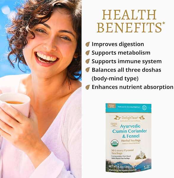 DelighTeas Organic Digest & Detox CCF Tea | Eco-friendly, Compostable Pyramid Tea Bags | Ayurvedic Cumin, Coriander, Fennel Tea | USDA Organic, Caffeine Free, Kosher | 30 Tea Bags, 4g each - Image 2