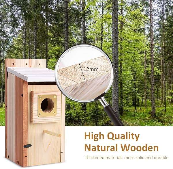 Bird Houses for Outside 2Pack with Copper Guard,Thicken Wooden Bluebird House Clearance Garden Country Cottages, Nesting Box for Finch Swallow Wren Chickadee Wild Bird Supplies, Easy to Assemble - Image 6