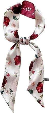 Juroicessry Red Flower Fashion Bag Handbag Handle Ribbon Scarf Polka Dot Printing Neckerchief Scarf Women's Fashion Scarves Clothing, Shoes and Jewelry - Image 1