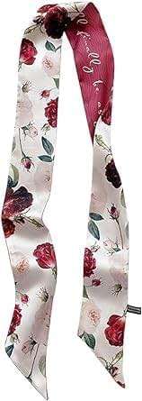 Juroicessry Red Flower Fashion Bag Handbag Handle Ribbon Scarf Polka Dot Printing Neckerchief Scarf Women's Fashion Scarves Clothing, Shoes and Jewelry - Image 9