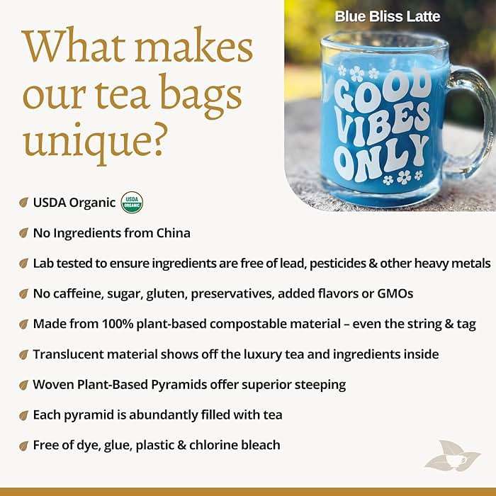 DelighTeas Organic Butterfly Pea Flower Bliss Tea | Eco-Conscious Pyramid Tea Bags | With Ginger, Lemongrass & Licorice | USDA Organic, Vegan, Caffeine Free, Kosher | 30 Tea Bags, 2g each - Image 2