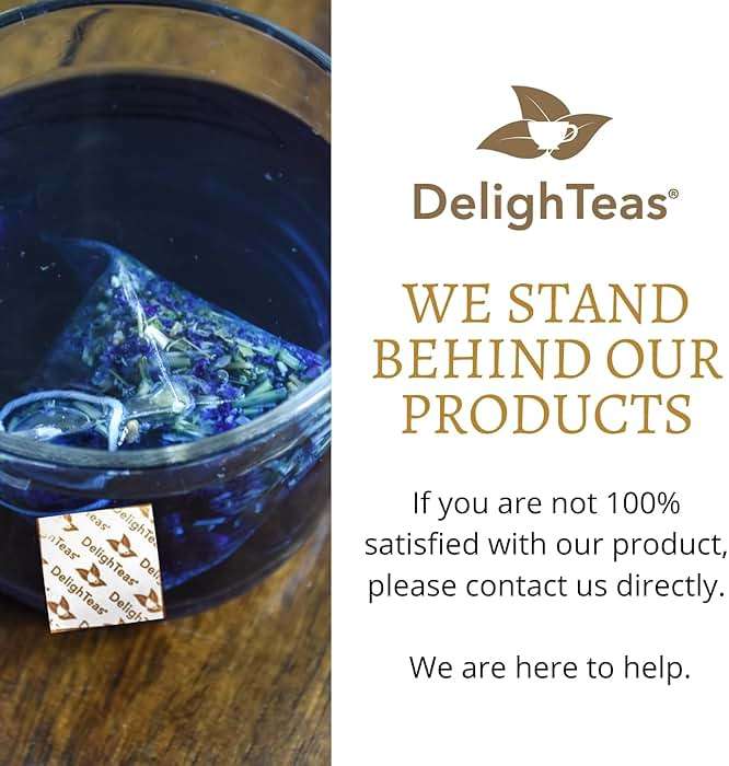 DelighTeas Organic Butterfly Pea Flower Bliss Tea | Eco-Conscious Pyramid Tea Bags | With Ginger, Lemongrass & Licorice | USDA Organic, Vegan, Caffeine Free, Kosher | 30 Tea Bags, 2g each - Image 6