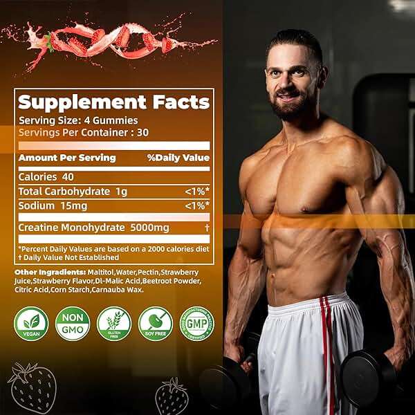 Nutravita NSF Certified Creatine Gummy - Creatine Monohydrate Gummies for Men & Women-5g of Creatine Monohydrate per Serving - Sugar Free,Vegan, Strawberry Flavor, 120 Count - Image 3