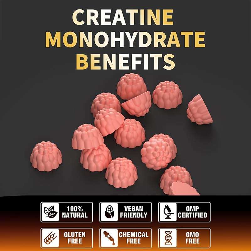 Nutravita NSF Certified Creatine Gummy - Creatine Monohydrate Gummies for Men & Women-5g of Creatine Monohydrate per Serving - Sugar Free,Vegan, Strawberry Flavor, 120 Count - Image 4