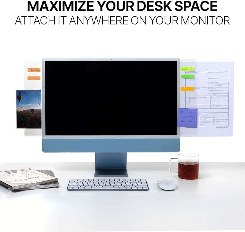 MECCALINE Monitor Memo Board 2Pcs - Flexible Clear PET Computer Screen Sticky Note Holder - Side Panel Message Organizer - Versatile Office Desk Accessories - Cool Home Office Supplies - 3.1" x 11.8" - Image 3