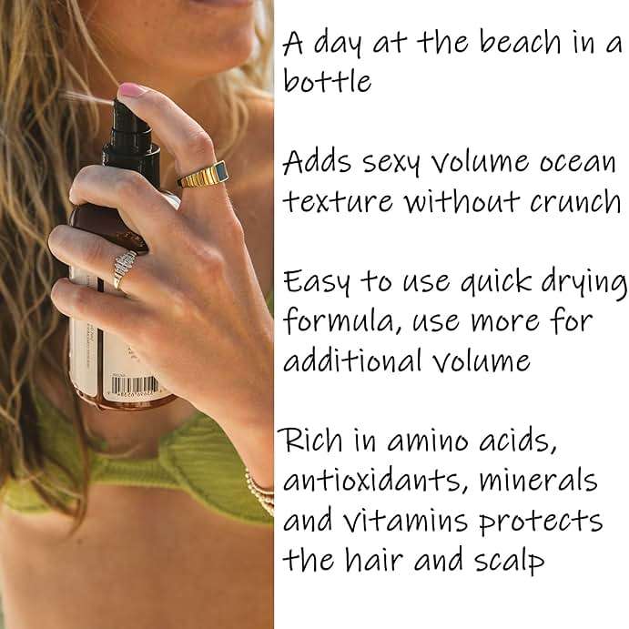 Saltie BY 30A Sea Salt Texturizing Spray Adds Volume, UV Protection, Beach Wave Finish | For All Hair Types (8.5 fl. oz./250ml) - Image 2