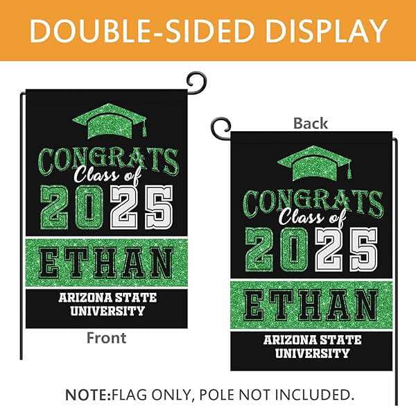 Personalized Graduation Garden Flag Custom Congrats Class of 2026 Banner for Graduates Party Decorations Outdoor Yard Sign Flags Decor, Black and Green - Image 4