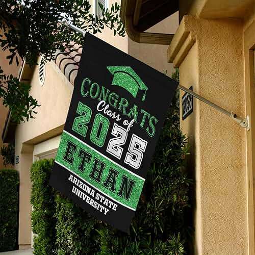Personalized Graduation Garden Flag Custom Congrats Class of 2026 Banner for Graduates Party Decorations Outdoor Yard Sign Flags Decor, Black and Green - Image 6