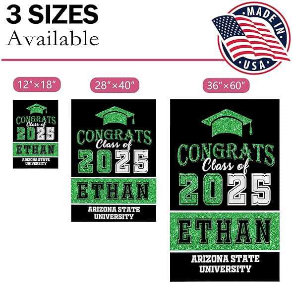 Personalized Graduation Garden Flag Custom Congrats Class of 2026 Banner for Graduates Party Decorations Outdoor Yard Sign Flags Decor, Black and Green - Image 7