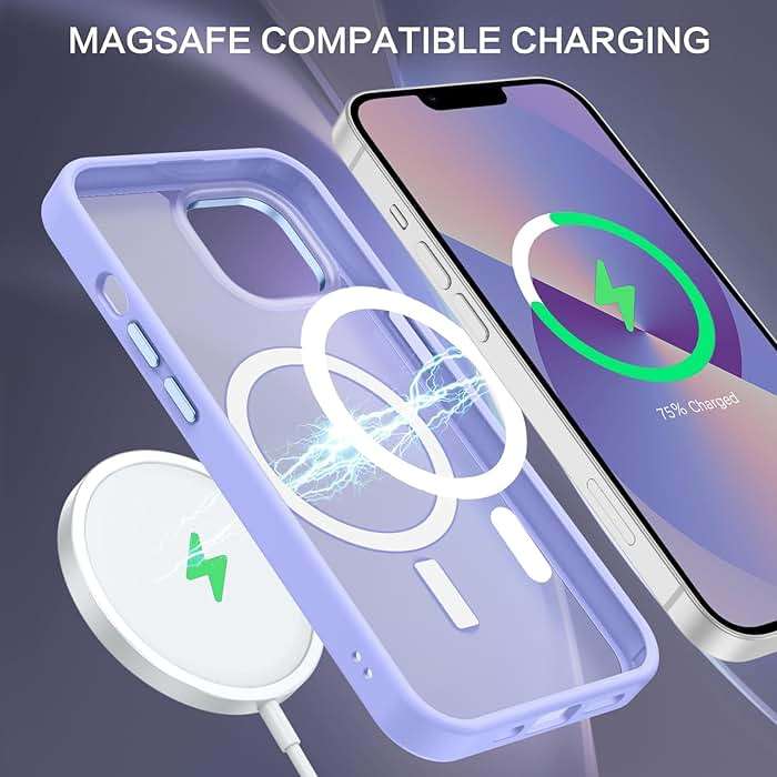 BENTOBEN Magnetic for iPhone 13 Case & iPhone 14 Case [Compatible with Magsafe] Translucent Matte Phone Case iPhone 13/14 Slim Shockproof Women Men Protective Cover for iPhone 13/14 6.1", Lavender - Image 4