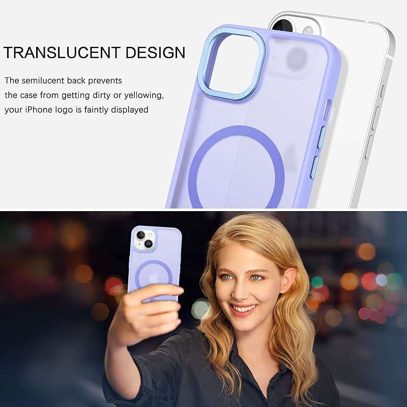 BENTOBEN Magnetic for iPhone 13 Case & iPhone 14 Case [Compatible with Magsafe] Translucent Matte Phone Case iPhone 13/14 Slim Shockproof Women Men Protective Cover for iPhone 13/14 6.1", Lavender - Image 7