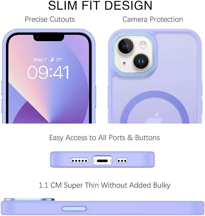 BENTOBEN Magnetic for iPhone 13 Case & iPhone 14 Case [Compatible with Magsafe] Translucent Matte Phone Case iPhone 13/14 Slim Shockproof Women Men Protective Cover for iPhone 13/14 6.1", Lavender - Image 8