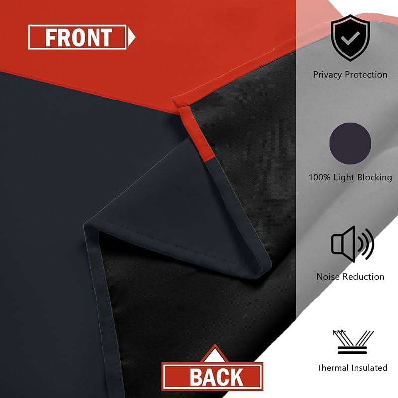 Tyrot Red Black 100% Blackout Curtains for Bedroom 84 inch Long 2 Panels Set Modern Abstract Geometric Black Out Living Room Curtains Christmas Red Thermal Room Darkening Window Drapes, 52Wx84L - Image 6