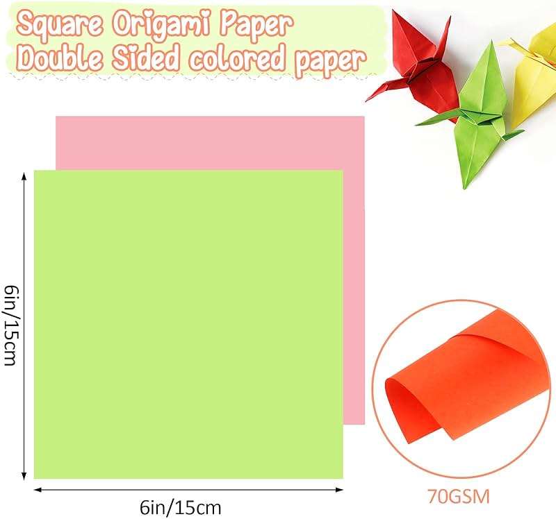 300 Sheets 6" Square Origami Paper, 20 Colors Origami Paper 6x6, Double Sided Color Origami Papers for Beginner, OrigamiPaper for Arts and Crafts - Image 4