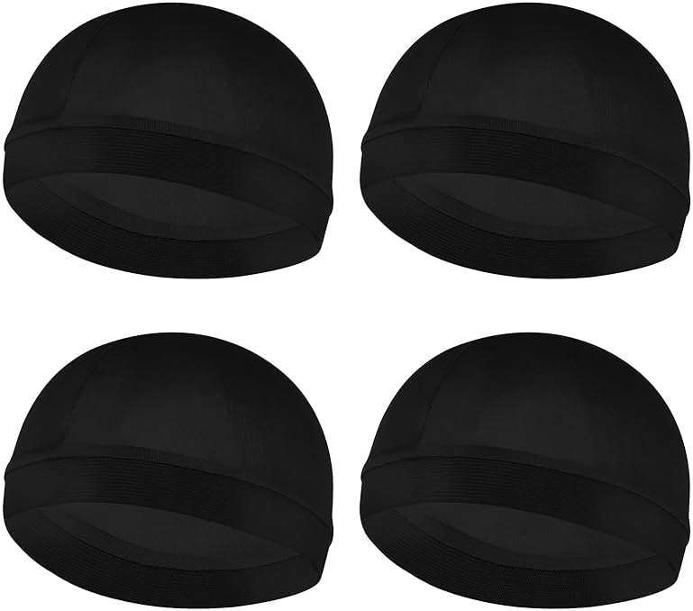 Silky Bonnet for Men, Wave Cap Satin Silk Hair Bonnet for Sleep, Durags Elastic Band Wave Caps for 360 540 720 Waves, Sleeping Shower Caps Silk Hair Wrap for Men Women (Black) - Image 1
