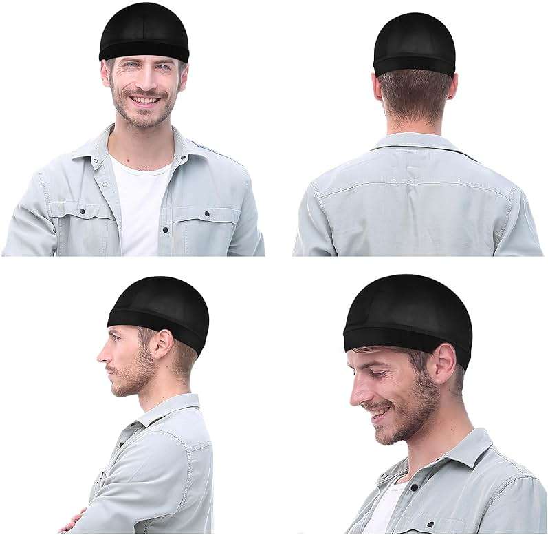 Silky Bonnet for Men, Wave Cap Satin Silk Hair Bonnet for Sleep, Durags Elastic Band Wave Caps for 360 540 720 Waves, Sleeping Shower Caps Silk Hair Wrap for Men Women (Black) - Image 4
