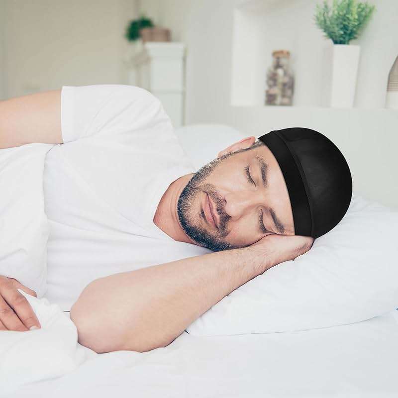 Silky Bonnet for Men, Wave Cap Satin Silk Hair Bonnet for Sleep, Durags Elastic Band Wave Caps for 360 540 720 Waves, Sleeping Shower Caps Silk Hair Wrap for Men Women (Black) - Image 6