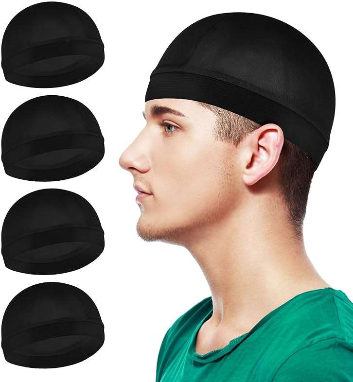 Silky Bonnet for Men, Wave Cap Satin Silk Hair Bonnet for Sleep, Durags Elastic Band Wave Caps for 360 540 720 Waves, Sleeping Shower Caps Silk Hair Wrap for Men Women (Black) - Image 7