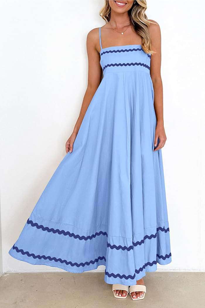 PRETTYGARDEN Women's 2026 Summer Flowy Maxi Dress Casual Sleeveless Spaghetti Strap Ruffle Beach Long Dresses - Image 4