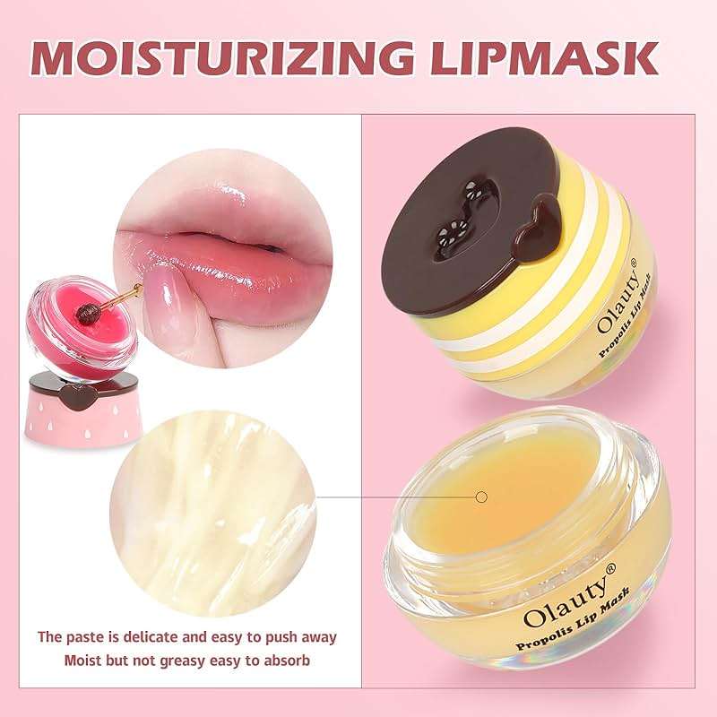 4Pcs Bee Lip Balm Lip Mask Honey Pot, Hydrating Balm for Dry Lips, Includes Honey, Strawberry, Watermelon and Apple Lime Lip Masks for Overnight Moisturizing Care, Skin Care Bulk Gifts for Women - Image 5