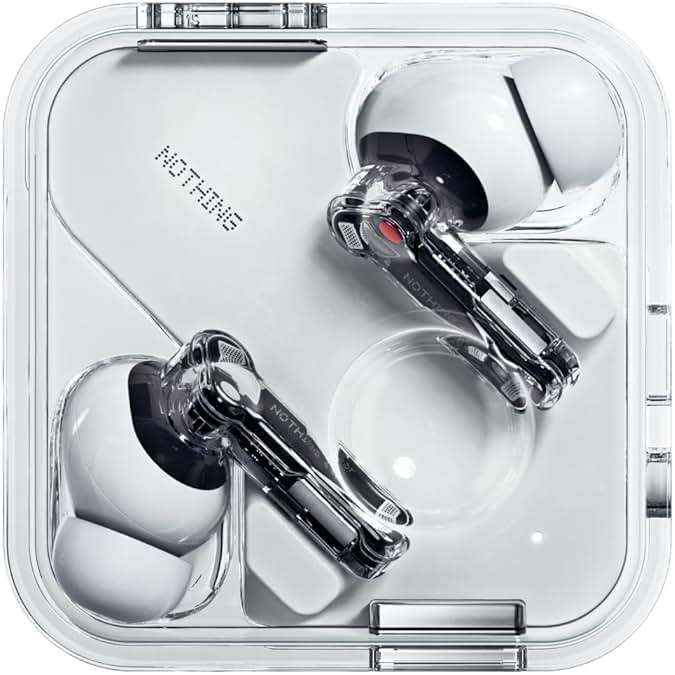 Nothing Ear Wireless Earbuds Bluetooth, 45dB Hybrid Smart ANC Earbuds, 11mm Deep Bass Boost, Hi-Res Audio with LDAC & LHDC 5.0, 6 Mics Call, 40.5H Playtime with Fast Charging Case, ChatGPT Supported - Image 1