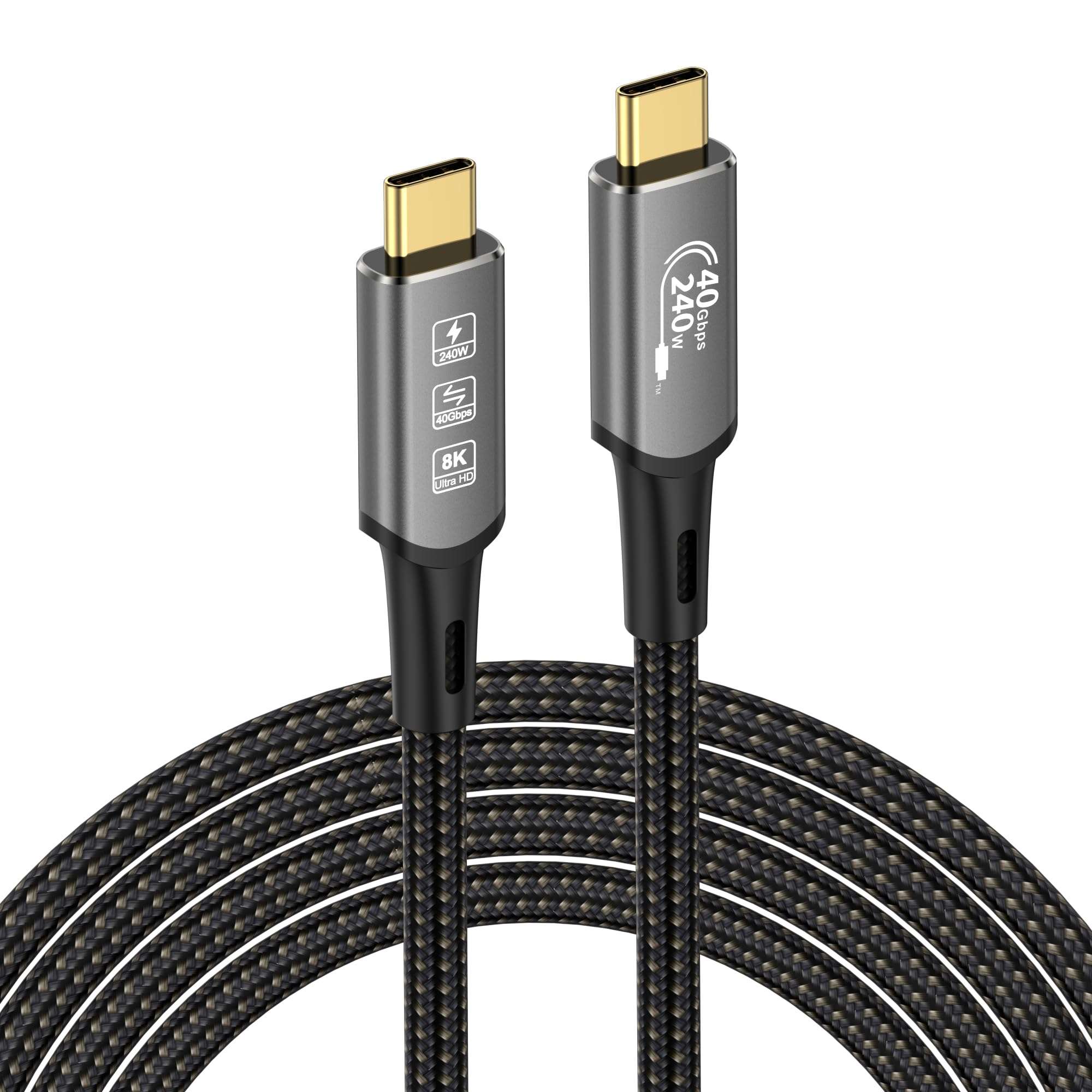 USB4 Cable with Thunderbolt 4, 240W Charging, 40Gbps Data, 8K@60Hz 4K120Hz HDR, PD3.1, USB C to USB C, for MacBook M1-M3, Mac Studio, Laptops, Monitor - Image 1