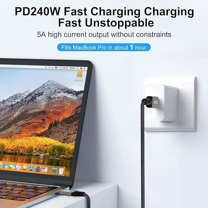 USB4 Cable with Thunderbolt 4, 240W Charging, 40Gbps Data, 8K@60Hz 4K120Hz HDR, PD3.1, USB C to USB C, for MacBook M1-M3, Mac Studio, Laptops, Monitor - Image 4