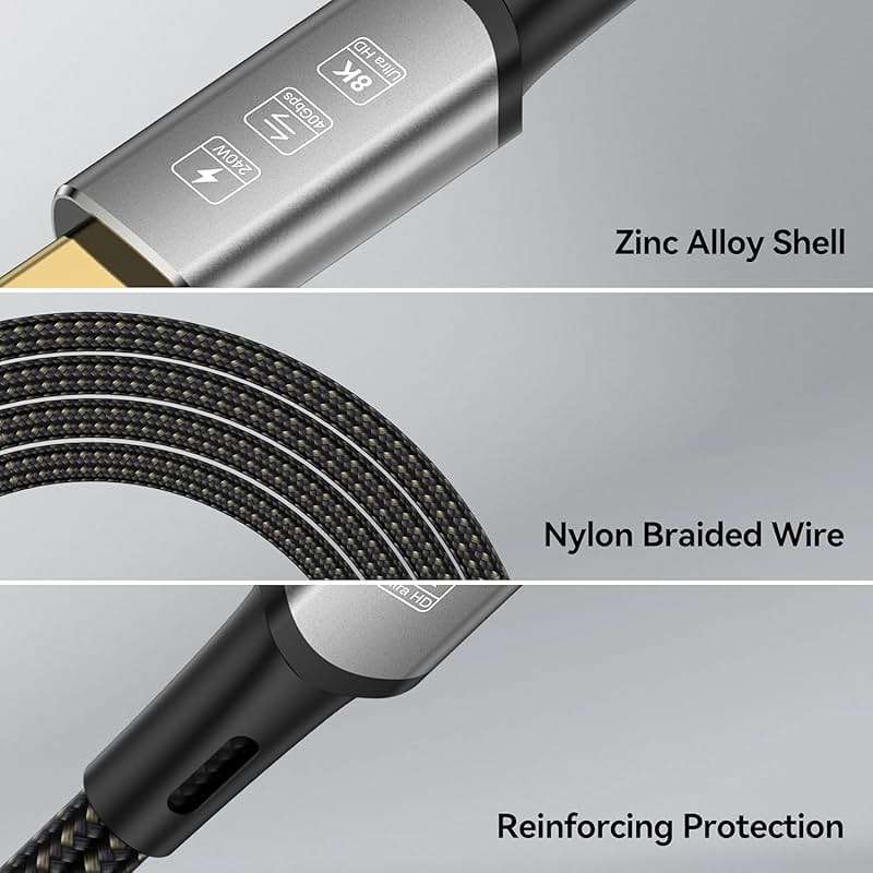 USB4 Cable with Thunderbolt 4, 240W Charging, 40Gbps Data, 8K@60Hz 4K120Hz HDR, PD3.1, USB C to USB C, for MacBook M1-M3, Mac Studio, Laptops, Monitor - Image 5