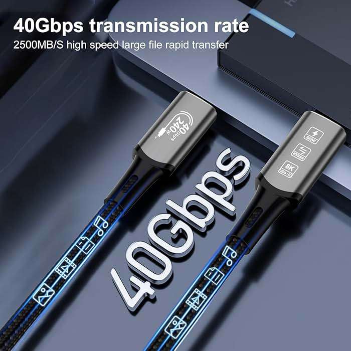 USB4 Cable with Thunderbolt 4, 240W Charging, 40Gbps Data, 8K@60Hz 4K120Hz HDR, PD3.1, USB C to USB C, for MacBook M1-M3, Mac Studio, Laptops, Monitor - Image 8
