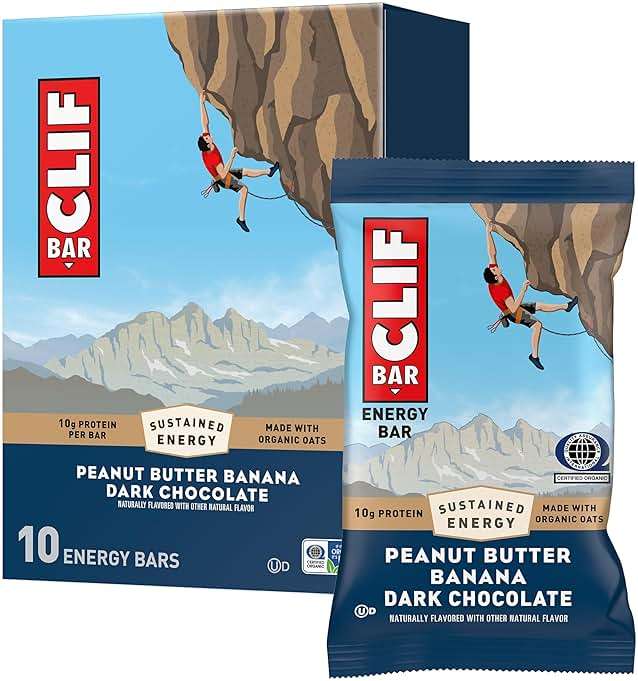 CLIF BAR - Energy Protein Bars - Peanut Butter Banana with Dark Chocolate - Made with Organic Oats - Energy Bars - Non-GMO - (10 Pack) - Image 1