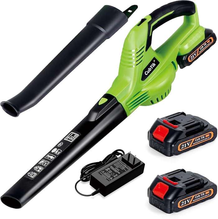 Cub Tik Cordless Leaf Blower,150MPH 20V Handheld Electric Leaf Blower with 2x2.0AH Batteries and Fast Charger for Lawn Care, Patio, Garden, Snow, Green, RF0005 - Image 1