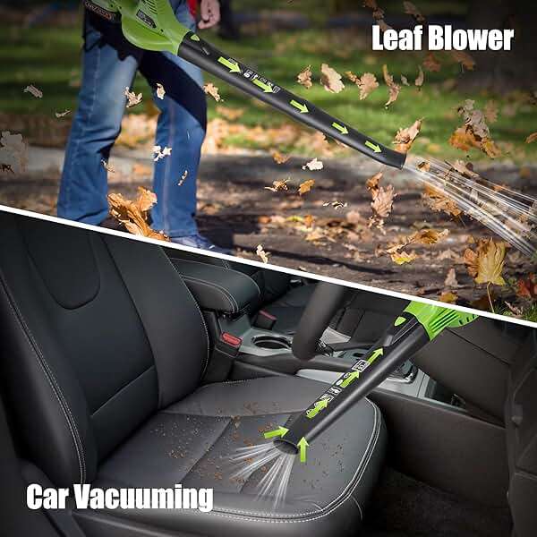 Cub Tik Cordless Leaf Blower,150MPH 20V Handheld Electric Leaf Blower with 2x2.0AH Batteries and Fast Charger for Lawn Care, Patio, Garden, Snow, Green, RF0005 - Image 4