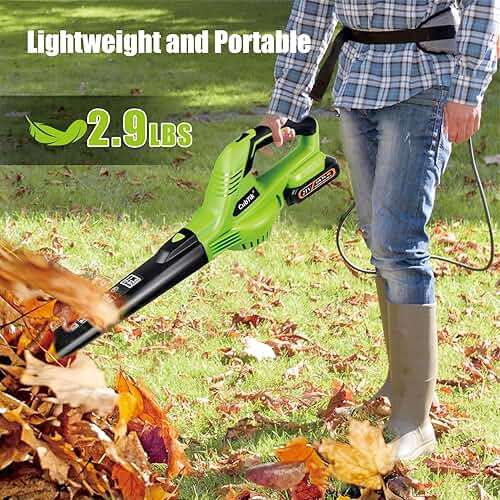 Cub Tik Cordless Leaf Blower,150MPH 20V Handheld Electric Leaf Blower with 2x2.0AH Batteries and Fast Charger for Lawn Care, Patio, Garden, Snow, Green, RF0005 - Image 6
