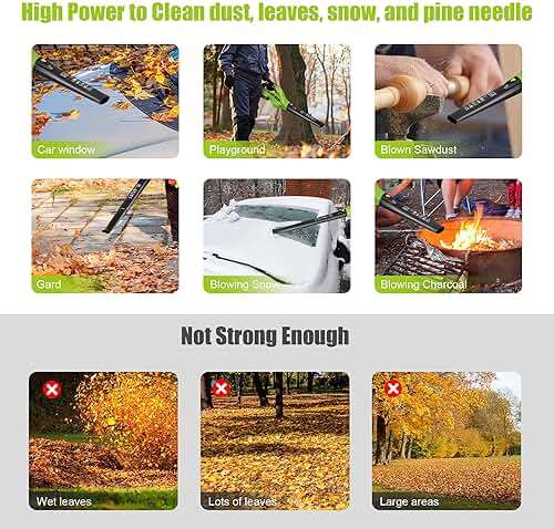 Cub Tik Cordless Leaf Blower,150MPH 20V Handheld Electric Leaf Blower with 2x2.0AH Batteries and Fast Charger for Lawn Care, Patio, Garden, Snow, Green, RF0005 - Image 7