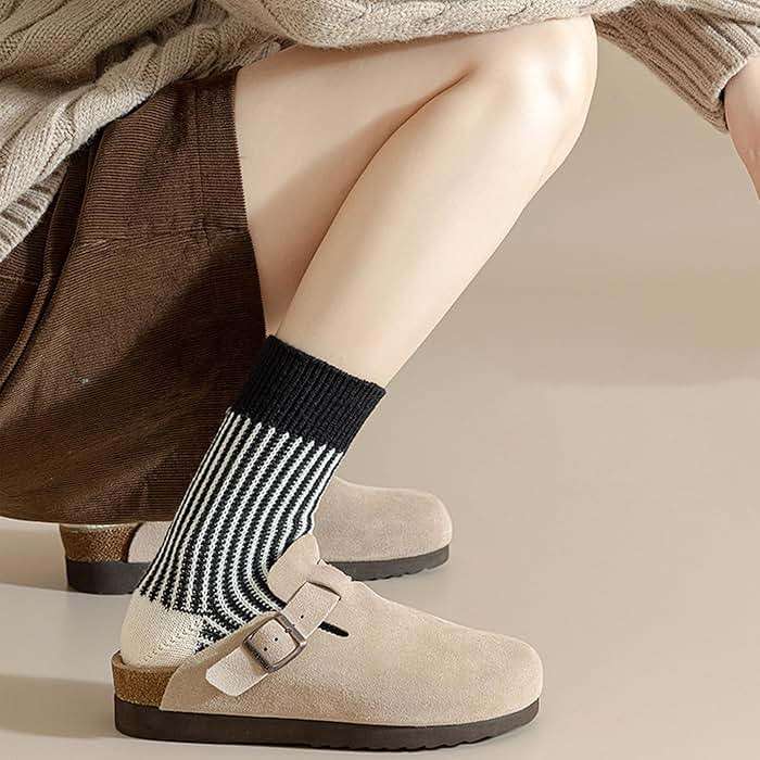 CHUNFO Womens Strip Ankle Socks Cute Athlete Ribbed Colorful Slouch Crew Cotton Casual Sock Size5-10.5 - Image 7
