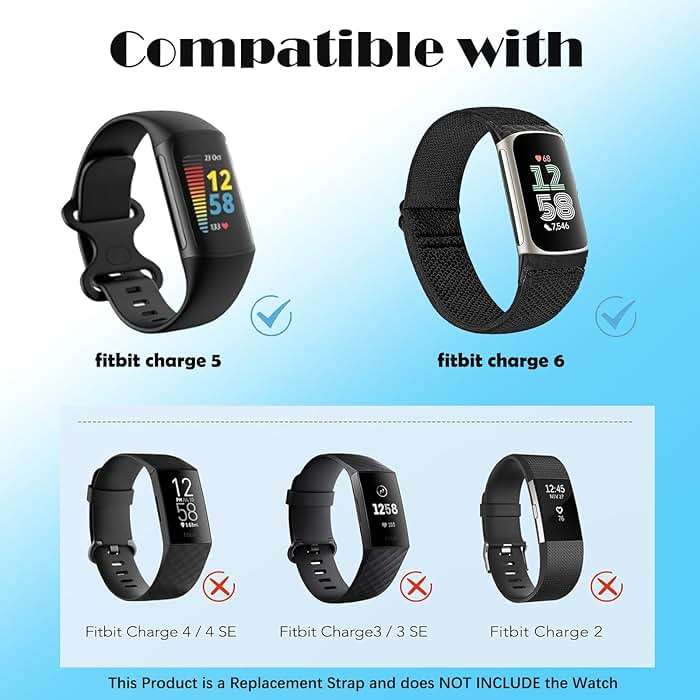 2 Pack Elastic Nylon Bands Compatible with Fitbit Charge 6 / Fitbit Charge 5, Classic Soft Breathable Adjustable Sport Smartwatch Replacement Wristband for Women Men - Image 2