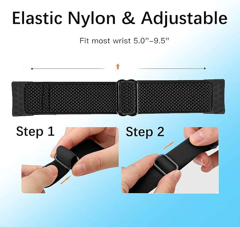 2 Pack Elastic Nylon Bands Compatible with Fitbit Charge 6 / Fitbit Charge 5, Classic Soft Breathable Adjustable Sport Smartwatch Replacement Wristband for Women Men - Image 4