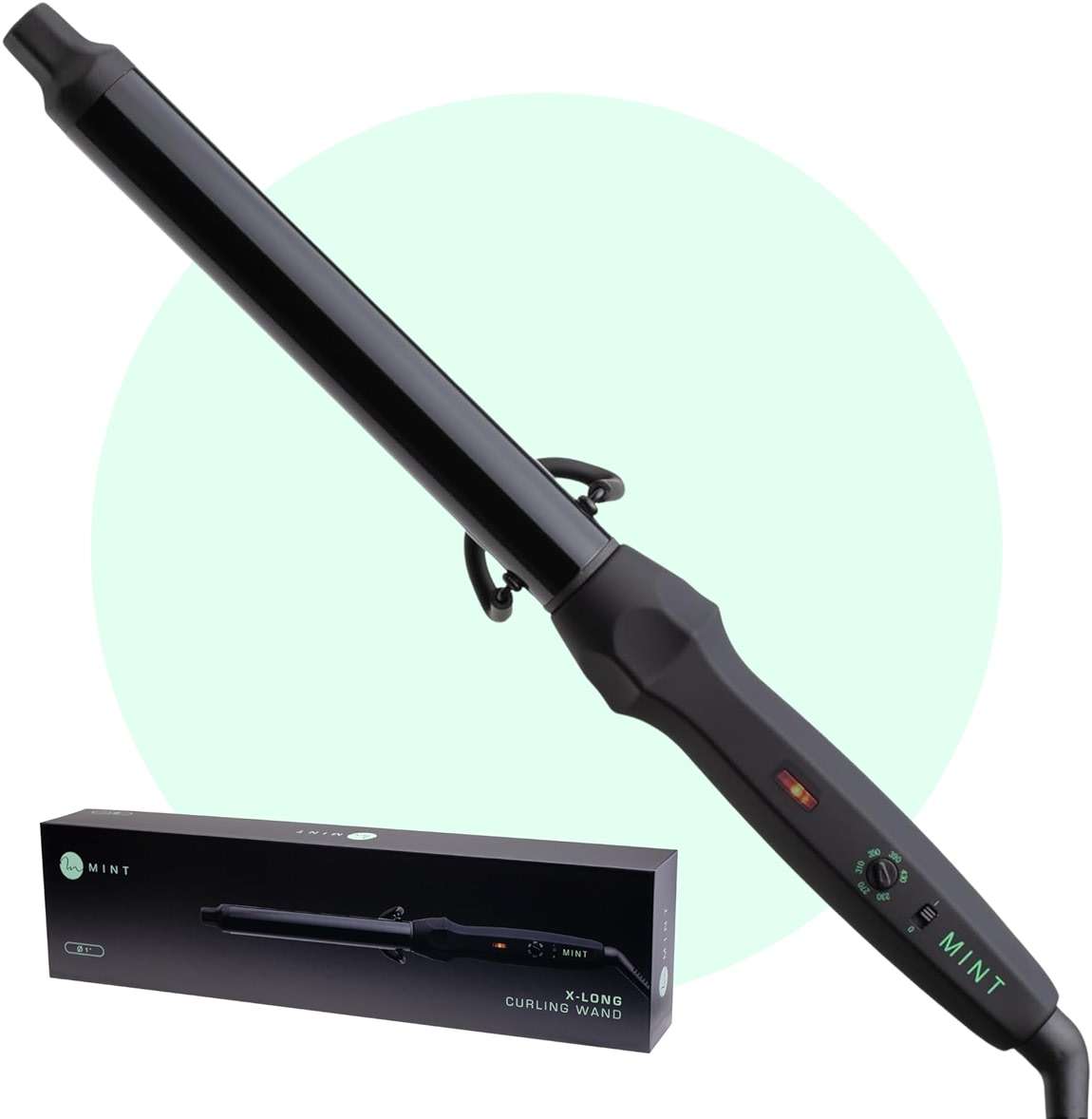 MINT Professional Clamp-Free Curling Wand 1 Inch for Long Hair | Extra Long Curl Wand w 4-Heater Ionic Ceramic Tourmaline Barrel | Best Curling Wands | Adjustable 230-430°F | Worldwide Dual Voltage - Image 1