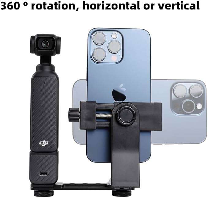 Leenconghui Phone Holder for DJI Osmo Pocket 3 & Insta360 Luna Ultra | Phone Mount Expansion Accessories 1/4" Thread Hole, Used with Tripod &Extension Rod - Image 4
