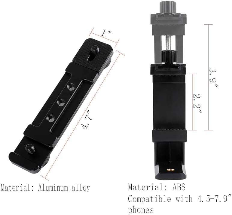 Leenconghui Phone Holder for DJI Osmo Pocket 3 & Insta360 Luna Ultra | Phone Mount Expansion Accessories 1/4" Thread Hole, Used with Tripod &Extension Rod - Image 5