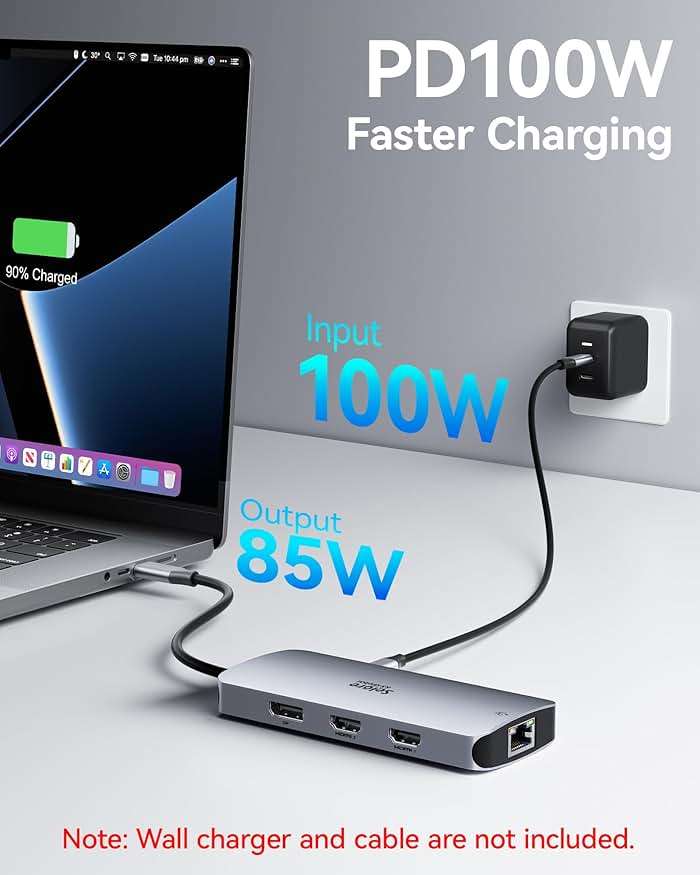 USB C Docking Station Dual Monitor, Selore Docking Station 3 Monitors Triple 4K Display with 2 HDMI, DisplayPort, 1Gbps Ethernet, 100W PD Charging, USB 3.0 Ports Adapter for Dell, HP, Lenovo,etc - Image 6