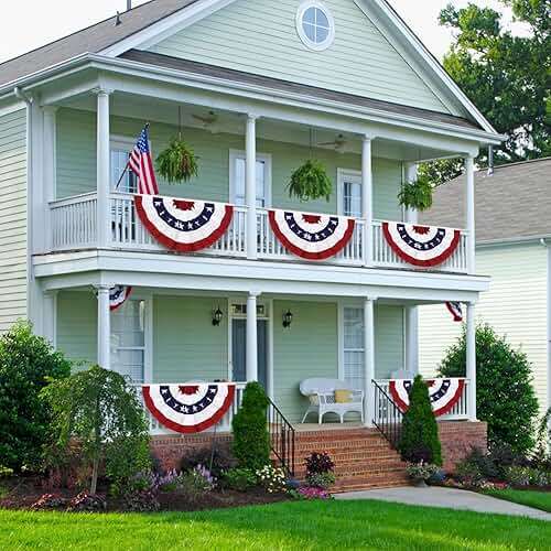 8 Pack 2x4 Ft American Pleated Fan Flag, USA Patriotic Half Fan Bunting Flag with 3 Brass Grommets for 4th of July Memorial Day Independence Day Outdoor Indoor Decorations - Image 7