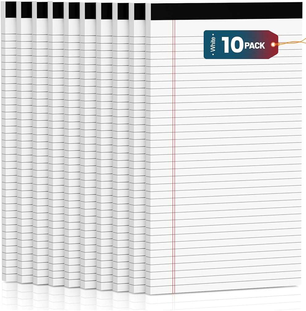 Roneky Note Pads 8.5"x 14", 10 Pack Legal Pads 8.5 x 14 White, Notepads 8.5 x 14 Wide Ruled Legal Pad, Micro Perforated Lined Writing Pads, 30 Sheets Per Note Pad, Notepads for Work/School/Office - Image 1